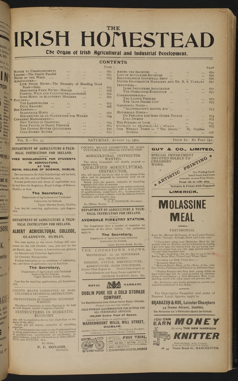 Prima versione di The Sisters, il racconto iniziale di Dubliners, pubblicato il 13 agosto 1904 sul settimanale dublinese “The Irish Homestead” con lo pseudonimo Stephen Dædalus > coll. National Library of Ireland, Dublin