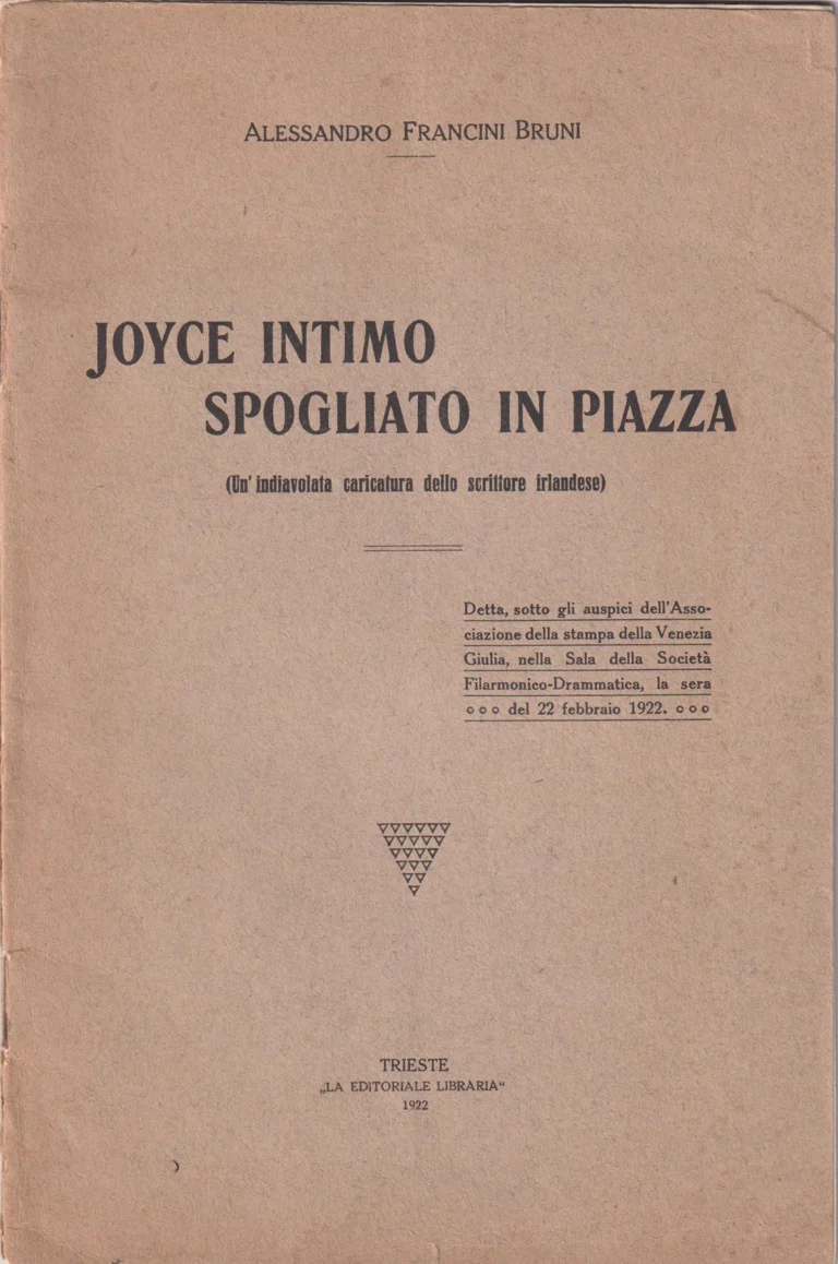 Alessandro Francini Bruni, Joyce intimo spogliato in piazza (Un'indiavolata caricatura dello scrittore irlandese), 1922 > coll. Museo Joyce