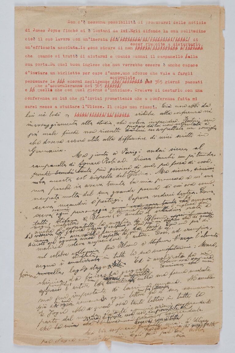 Joyce dopo Ulysses; FS MMS 62-3; cm. 21 x 34,5 (double face); > coll. Museo Svevo – Fondo manoscritti