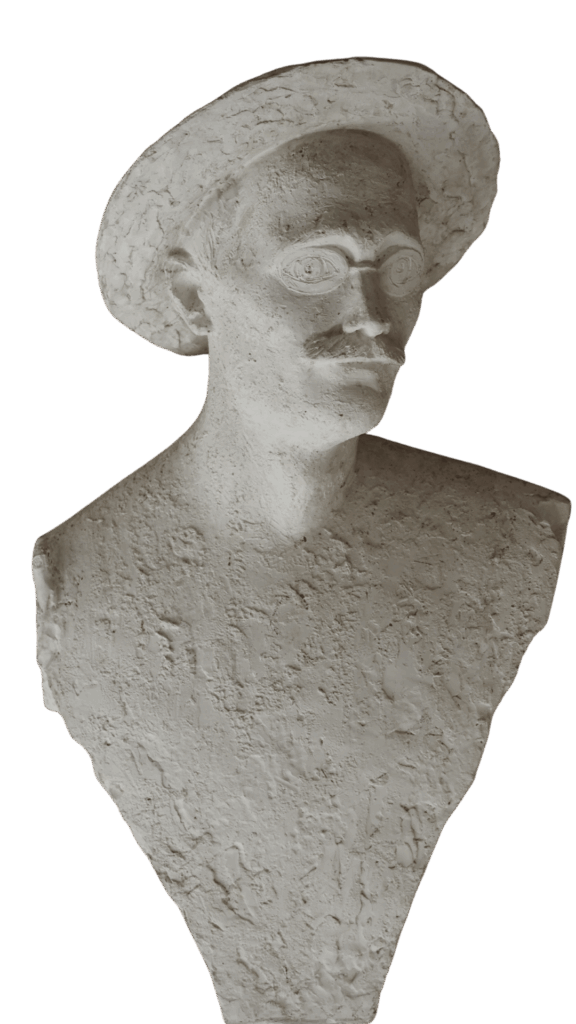 Marcello Mascherini (1906 - 1983), James Joyce, 1981, modello in gesso della scultura bronzea collocata nel Giardino Pubblico "Muzio de Tommasini", Trieste > donazione di Nerina Pancino – foto © Igor Maiorano